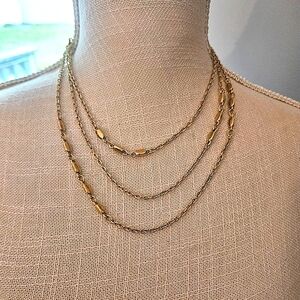 Vintage Crown Trifari Long Gold Necklace